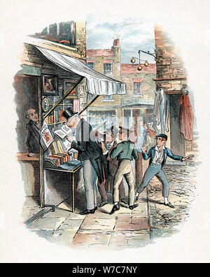 Scena di Oliver Twist di Charles Dickens, 1837-1839. Artista: George Cruikshank Foto Stock