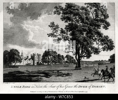 "Knole Park nel Kent, la sede della Sua Grazia il Duca di Dorset", 1775. Artista: Michael Rooker Angelo Foto Stock
