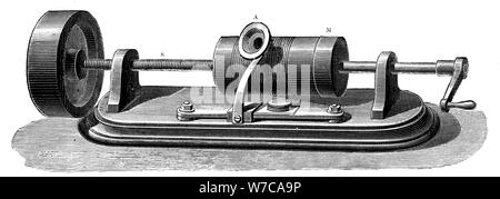 Primo modello di Edison il fonografo c1877 (C1880). Artista: Anon Foto Stock