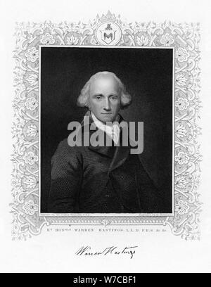 Warren Hastings, il primo governatore generale dell'India britannica, xix secolo. Creatore: H Robinson. Foto Stock