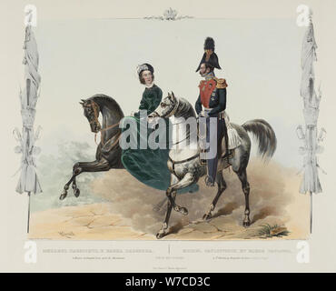 Ritratto equestre del Granduca Michael Pavlovich della Russia (1798-1849) e la Granduchessa Elena Pa Foto Stock