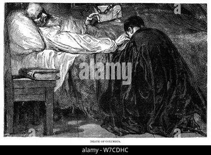 La morte di Cristoforo Colombo, 1506, (1872). Artista: sconosciuto Foto Stock