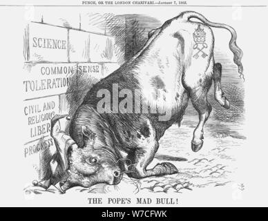 " Il Papa il Mad Bull', 1865. Artista: John Tenniel Foto Stock