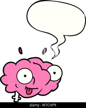 Funny cartoon del cervello con discorso bolla Illustrazione Vettoriale