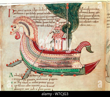 Norse dragon-prowed nave, c10th secolo. Artista: sconosciuto Foto Stock