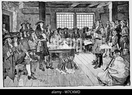 William Penn (1644-1718) inglese Quaker e colonialista, fondatore della Pennsylvania, 1682. Artista: sconosciuto Foto Stock