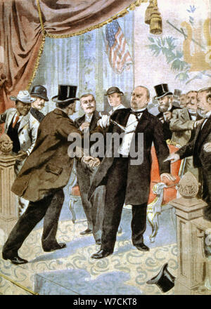 Assassinio di William McKinley, XXV PRESIDENTE DEGLI STATI UNITI D'AMERICA, 1901. Artista: sconosciuto Foto Stock