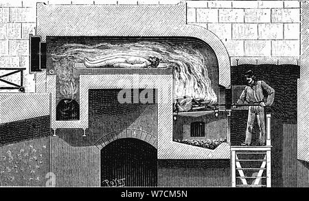 Forno del tipo a essere installato in Pere la Chaise crematorio, Parigi, 1888. Artista: sconosciuto Foto Stock