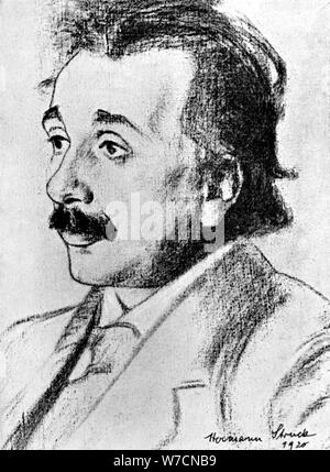 Albert Einstein (1879-1955), tedesco-svizzero matematico e fisico teorico, 1920. Artista: Hermann colpito Foto Stock