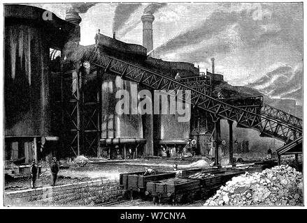 Altiforni, Barrow ematite Ferro e acciaio azienda, Barrow in Furness, Cumbria, 1890. Artista: sconosciuto Foto Stock