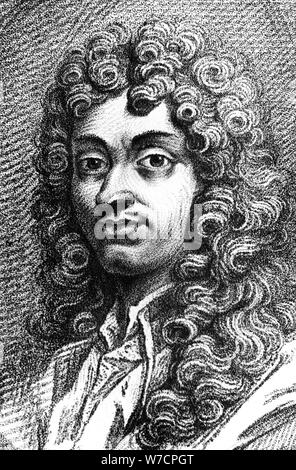 Christiaan Huygens, il fisico olandese, matematico e astronomo, 1762. Artista: sconosciuto Foto Stock