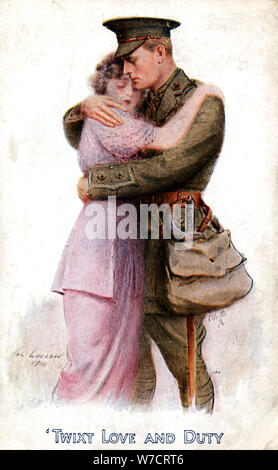 "Twixt amore e dovere", 1914. Artista: sconosciuto Foto Stock