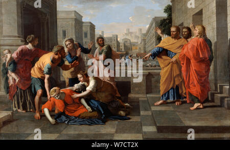 "La morte di Saffira', 1652. Artista: Nicolas Poussin Foto Stock