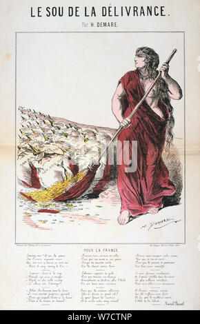 'Le Sou de la Delivrance' caricatura e canzone foglio, guerra franco-prussiana, 1870-1871. Artista: Anon Foto Stock