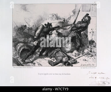 Mano-a-mano combattimento, Assedio di Parigi, guerra franco-prussiana, 1870 (1871). Artista: Auguste Bry Foto Stock