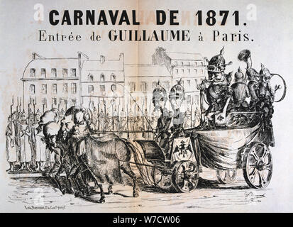 "Carnaval de 1871"; Guglielmo I di Prussia entrando a Parigi, febbraio 1871. Artista: sconosciuto Foto Stock