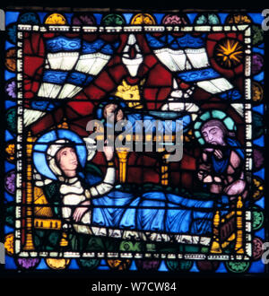 La natività, vetrate, la cattedrale di Chartres, Francia, 1194-1260. Artista: sconosciuto Foto Stock
