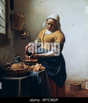 'L'Milkmaid', C1658. Artista: Jan Vermeer Foto Stock