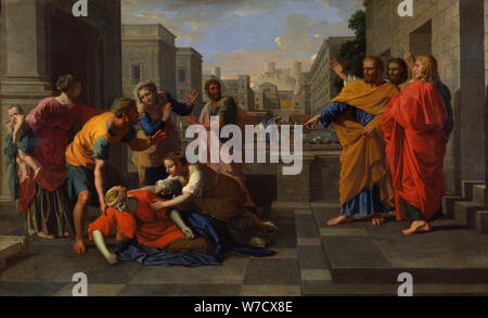 "La morte di Saffira', 1654-1656. Artista: Nicolas Poussin Foto Stock