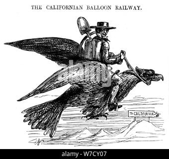 " Il palloncino californiano ferrovia, un nuovo modo di viaggiare in California Gold Rush, 1849. Artista: sconosciuto Foto Stock