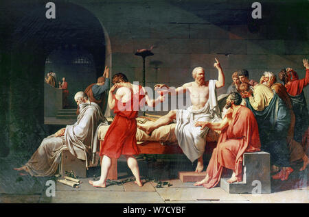 " La morte di Socrate', del IV secolo A.C. (1787). Artista: Jacques-Louis David Foto Stock