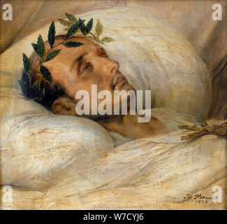 Napoleone sul letto di morte, maggio 1821. Creatore: Émile Jean-Horace Vernet. Foto Stock