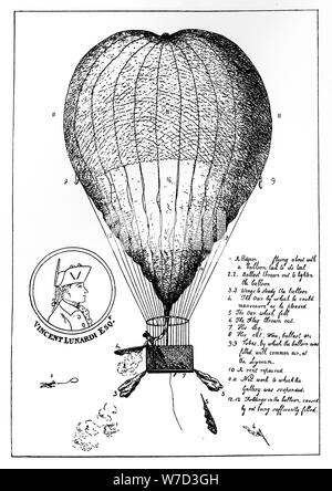 'L'Enterprizing Lunardi's Grand Air Ballon", 1784. Artista: sconosciuto Foto Stock