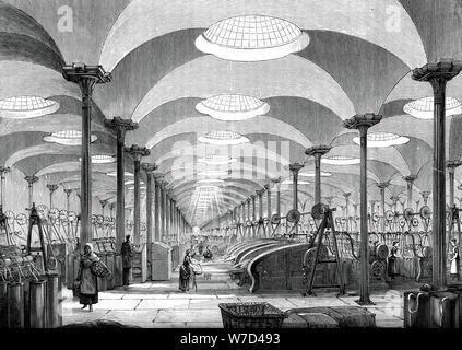 Grande sala in signori Marshall, il mulino di lino, Leeds, c1880. Artista: sconosciuto Foto Stock