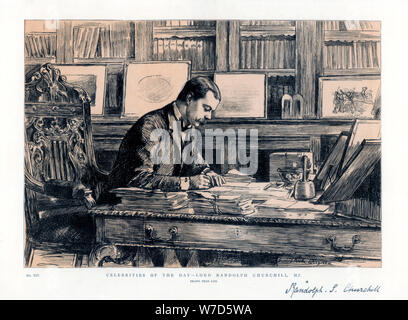 Signore Randolph Churchill (1849-1895), statista inglese, 1885. Artista: sconosciuto Foto Stock