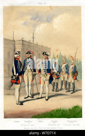 Il tedesco uniformi militari, 1740-1786 (XIX secolo).Artista: W Korn Foto Stock
