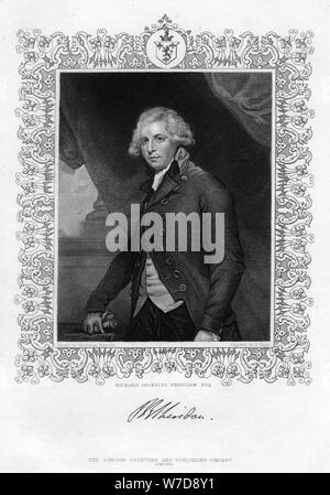 Richard Brinsley Sheridan (1751-1816), drammaturgo irlandese Whig e statista del XIX secolo.Artista: R Hicks Foto Stock