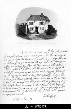 Parte di una lettera da John Locke a Sir Hans Sloane, fine 17th-inizi XVIII secolo (1840).Artista: John Locke Foto Stock