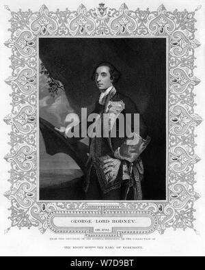 Ammiraglio George Brydges Rodney (1719-1792), Primo Barone Rodney, XIX secolo.Artista: H Robinson Foto Stock