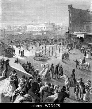 "Un incontro', San Francisco, California, XIX secolo.Artista: Eustache Lorsay Foto Stock