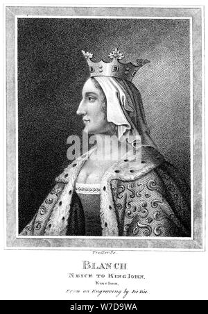 Bianca di Castiglia (1188-1252), nipote di Re Giovanni.Artista: Thomas Trotter Foto Stock