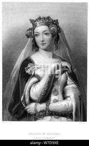 Philippa di Hainault, regina consorte di Edward III. Artista: WH Egleton Foto Stock