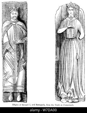 Le effigi di Richard I e Berengaria, dalla tomba di Fontevrault Abbet, Francia. Artista: sconosciuto Foto Stock