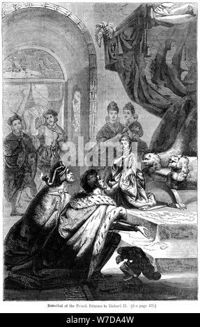 Il fidanzamento di Isabella di Valois (1389-1409) re Riccardo II (1367-1400), 1396. Artista: sconosciuto Foto Stock