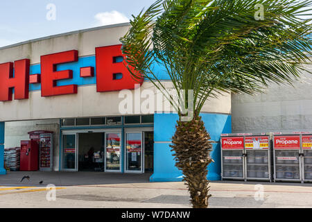 H.E.B Store del marchio e del logo Palm tree, South Padre Island, STATI UNITI D'AMERICA Foto Stock