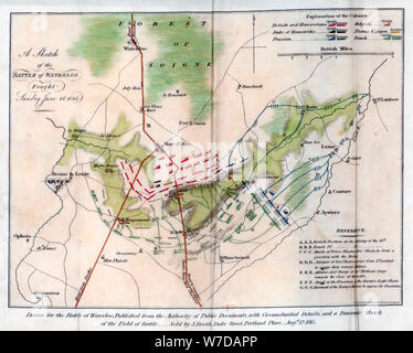 La battaglia di Waterloo, 1815 (1816).Artista: J Booth Foto Stock