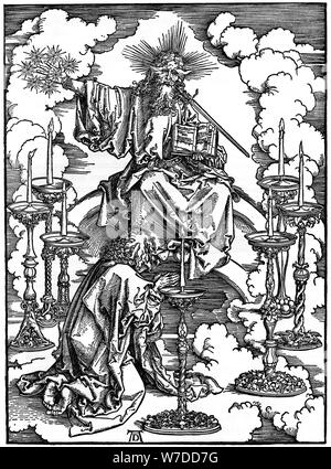 "La visione dei sette candelabri dal 'Apocalypse', 1498, (1936). Artista: Albrecht Dürer Foto Stock