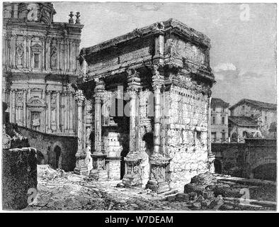 L'Arco di Settimio Severo, Foro Romano, Roma, Italia, fine del XIX secolo.Artista: J Cauchard Foto Stock