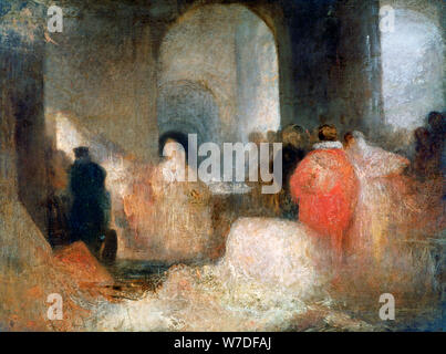 'Dinterne in una grande sala con figure in costume', c1830-1835. Artista: JMW Turner Foto Stock