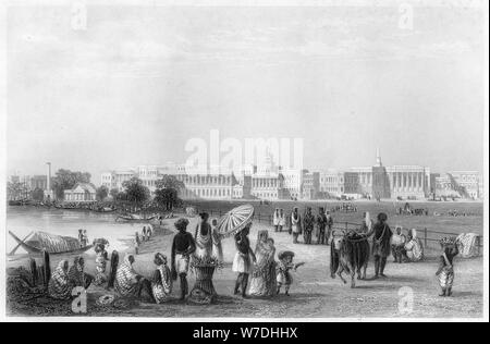 'Vista di Calcutta dall'Esplanade', C1860. Artista: sconosciuto Foto Stock