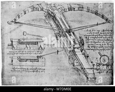 Crossbow gigante, 1480-1485 (1954). Artista: Leonardo da Vinci Foto Stock