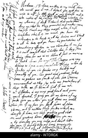 Lettera da Arabella Stuart per la contessa di Shrewsbury, fine del XVI - inizio del XVII secolo (1865).Artista: Frederick George Netherclift Foto Stock