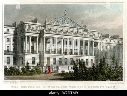 Il centro di Cumberland terrazza, Regents Park, London, 1829.Artista: W Wallis Foto Stock