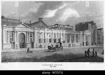 Carlton House, Pall Mall, Westminster, London, 1810.Artista: J Pye Foto Stock