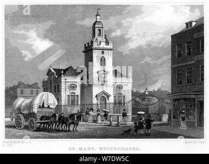 Chiesa di St Mary, Whitechapel, London, 1831.Artista: J Tingle Foto Stock