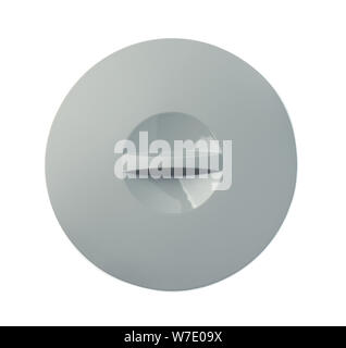 Vista superiore del silicone grigio pan coperchio isolato su bianco Foto Stock